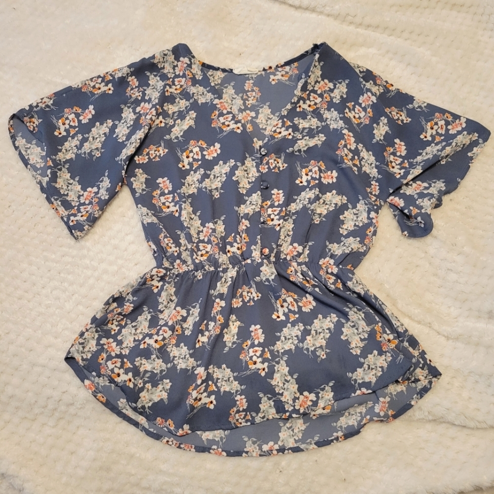 Sienna Sky Blue Floral Blouse